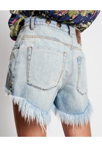 ONETEASPOON - Jeansowe szorty Montana High Waist. Stan: podwyższony. Kolor: niebieski. Materiał: jeans. Wzór: aplikacja