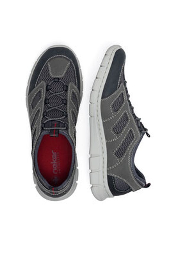 Rieker Półbuty B7762-45 Szary. Kolor: szary. Materiał: materiał