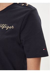 TOMMY HILFIGER - Tommy Hilfiger T-Shirt Gold Button WW0WW41211 Granatowy Regular Fit. Kolor: niebieski. Materiał: bawełna