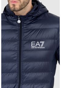 EA7 Emporio Armani - EA7 Granatowa męska kurtka puchowa, Rozmiar S. Kolor: niebieski. Materiał: puch