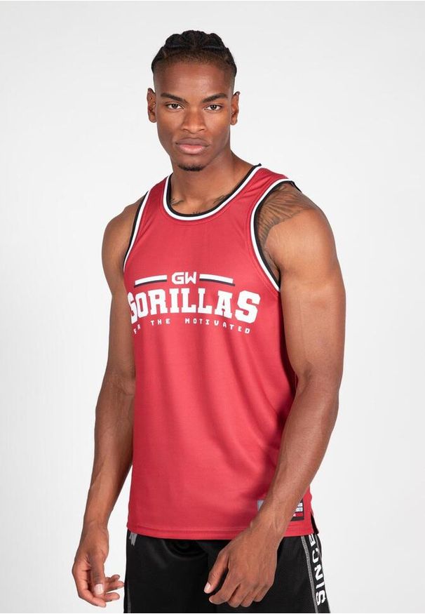 GORILLA WEAR - Keene Odwracalny Top bez rękawów - Czerwony/Czarny. Kolor: czerwony, czarny, wielokolorowy. Długość rękawa: bez rękawów. Styl: sportowy