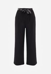 Renee - Czarne Bawełniano-Wiskozowe Spodnie Wide Leg z Paskiem Typu Apaszka Arlethia. Kolor: czarny. Materiał: wiskoza, bawełna. Styl: elegancki #8