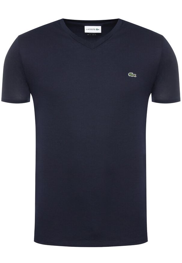 Lacoste T-Shirt TH6710 Granatowy Regular Fit. Kolor: niebieski. Materiał: bawełna