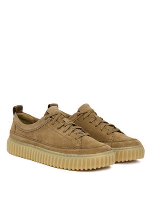 Clarks Sneakersy Torhill Lace 26184418 Brązowy. Kolor: brązowy. Materiał: nubuk, skóra