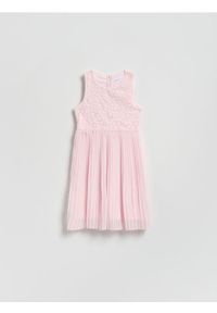 Reserved - Sukienka z łączonych materiałów - pastelowy róż. Kolor: różowy. Materiał: materiał #1