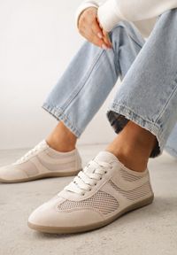 Renee - Beżowe Siateczkowe Sneakersy w Stylu Tenisówek Adranella. Okazja: na co dzień. Kolor: beżowy. Sezon: lato #1