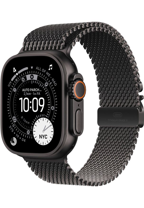 APPLE - Apple Watch Ultra 3 GPS + Cellular 49mm Black Titanium Case with Black Titanium Milanese Loop - Large