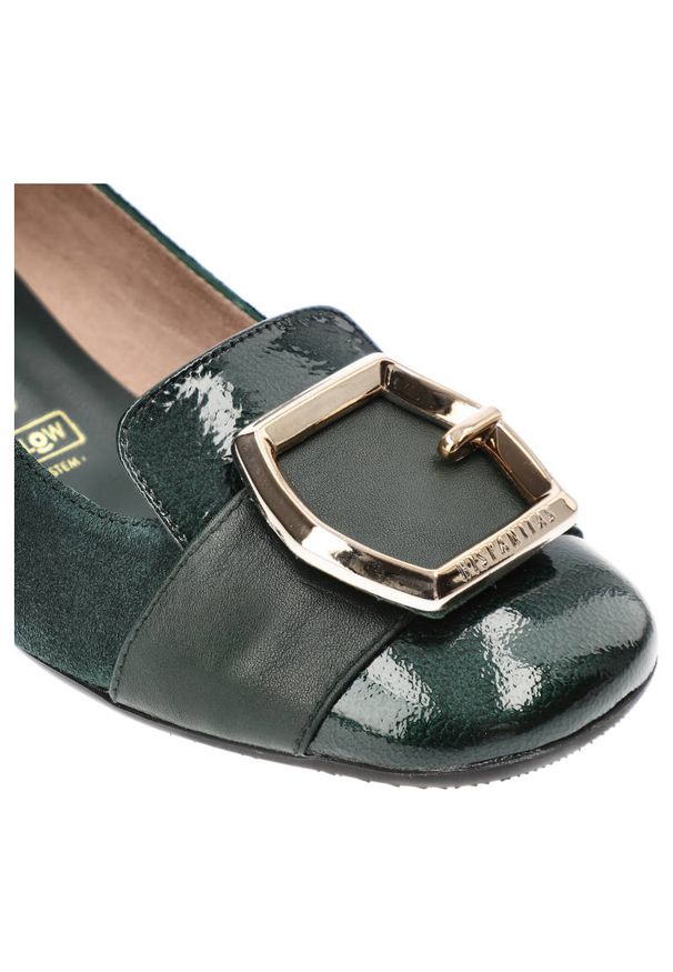 Zielone Czółenka Hispanitas Damskie Eleganckie Obuwie. Zapięcie: klamry. Kolor: zielony. Materiał: zamsz. Styl: elegancki