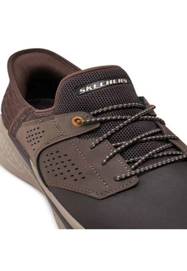 skechers - Skechers Sneakersy 210890 CHOC Brązowy. Kolor: brązowy. Materiał: skóra