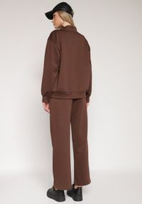 Born2be - Brązowy Bawełniany Komplet Dresowy Bluza na Suwak i Spodnie Tevrisa. Kolor: brązowy. Materiał: bawełna, dresówka. Sport: turystyka piesza #6