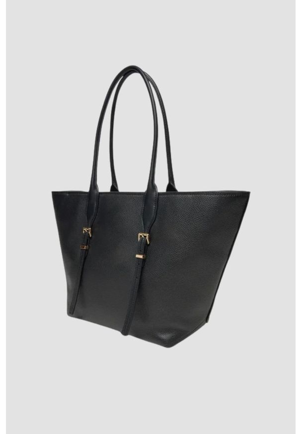 Michael Kors - MICHAEL KORS Czarna shopperka skórzana. Kolor: czarny. Materiał: skórzane. Styl: casual, elegancki, klasyczny
