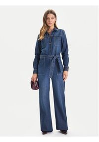 Guess Jeans Kombinezon W5BD97 D0026 Granatowy Wide Leg. Kolor: niebieski. Materiał: bawełna #4