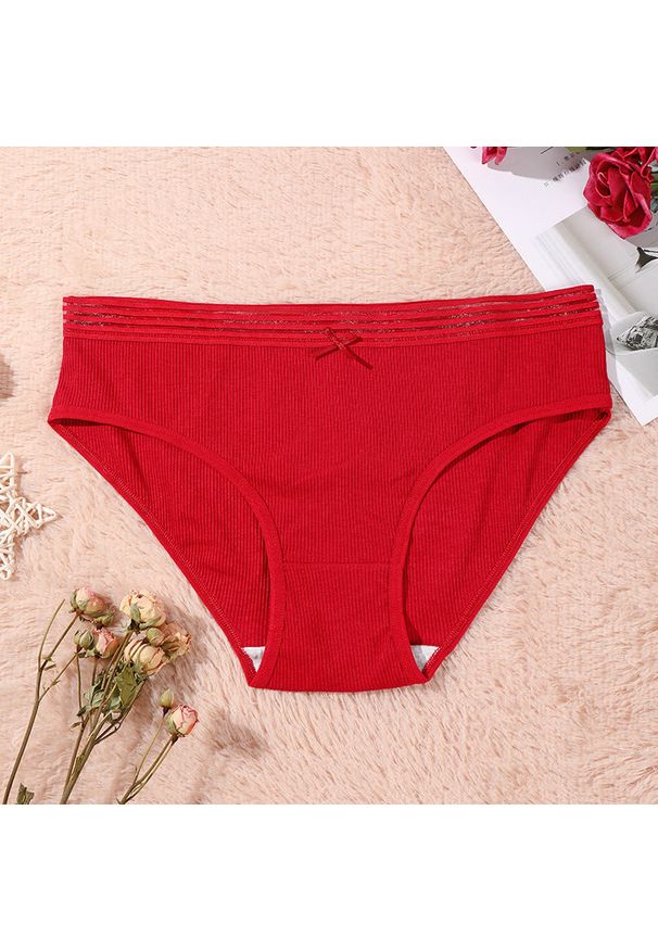 Intica - Figi damskie z elastycznym pasem na co dzień Esma. Kolor: czerwony. Materiał: materiał