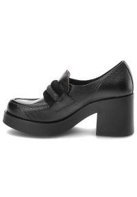 Czarne Półbuty Lemar Wygodne Skórzane Buty. Okazja: na co dzień. Zapięcie: klamry. Kolor: czarny. Materiał: skóra. Obcas: na obcasie. Styl: casual, elegancki. Wysokość obcasa: średni #3