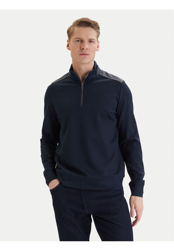 Bugatti Sweter 8550-15123E Granatowy Regular Fit. Kolor: niebieski. Materiał: wiskoza