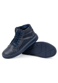 KOMODO Buty męskie skórzane zimowe sneakersy 886K granatowe niebieskie. Kolor: niebieski. Materiał: skóra. Sezon: zima #3