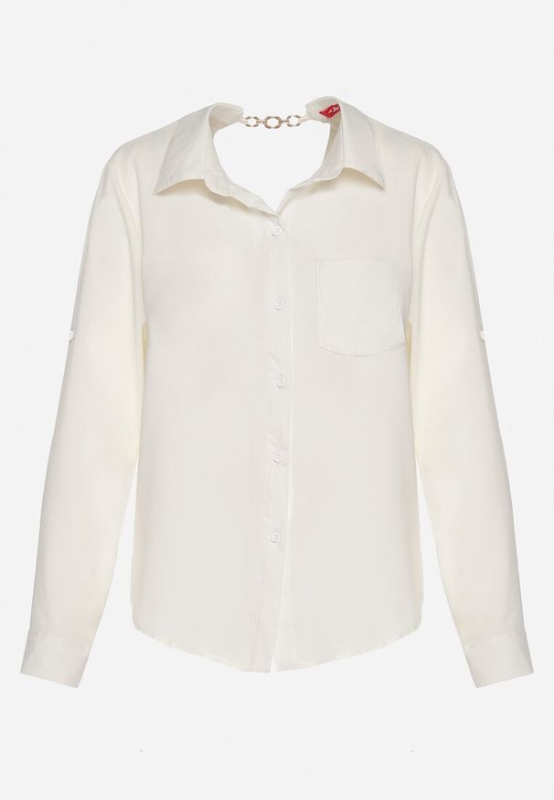 Born2be - Biała Koszula z Regulacją przy Rękawach Adevere. Okazja: na co dzień. Typ kołnierza: kołnierzyk klasyczny. Kolor: biały. Materiał: jeans. Długość rękawa: długi rękaw. Długość: długie. Styl: klasyczny, elegancki, casual