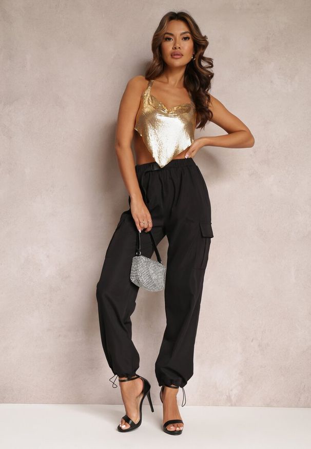 Renee - Złoty Metaliczny Top z Odkrytymi Plecami Vanendra. Kolor: złoty