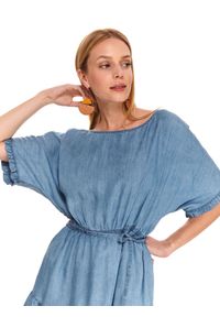 TOP SECRET - Sukienka z falbaną i wiązaniem. Kolor: niebieski. Sezon: jesień #5