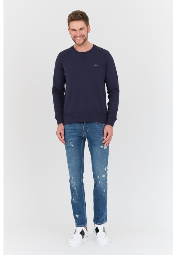 Aeronautica Militare - AERONAUTICA MILITARE Granatowa bluza męska Felpa Girocollo, Rozmiar 3XL. Kolor: niebieski