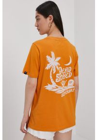 Superdry T-shirt bawełniany kolor pomarańczowy. Okazja: na co dzień. Kolor: pomarańczowy. Materiał: bawełna. Wzór: nadruk. Styl: casual