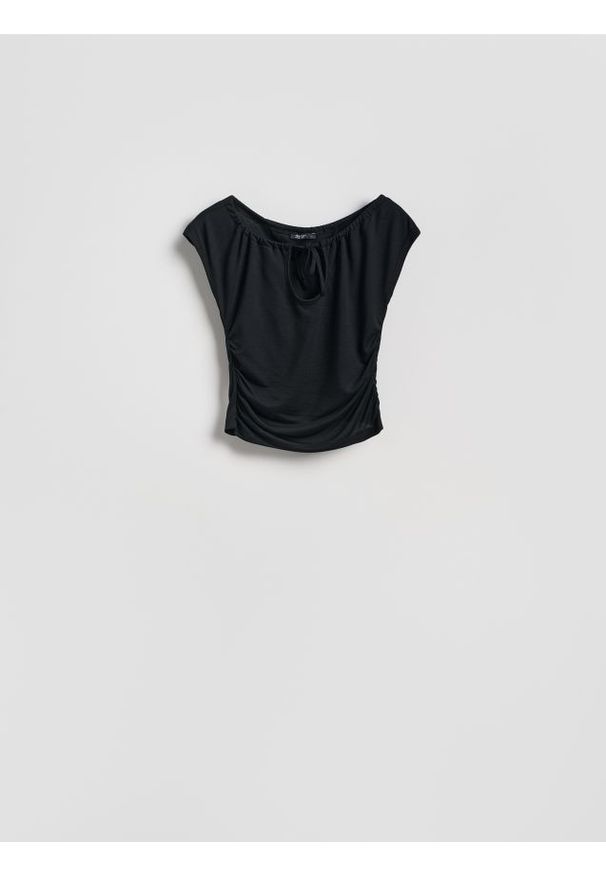 Reserved - Bluzka z modalem - czarny. Kolor: czarny. Materiał: dzianina