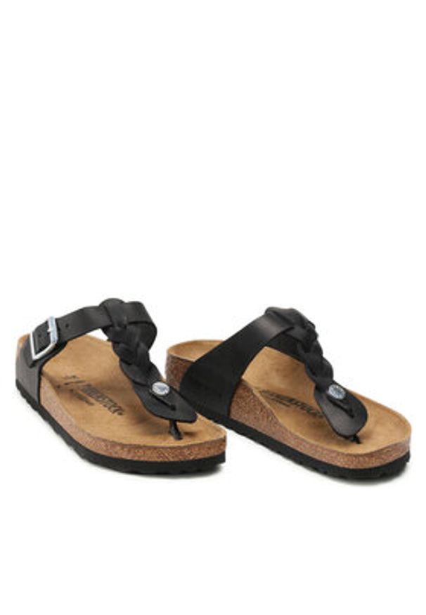 Birkenstock Japonki Gizeh Braided 1021360 Czarny. Kolor: czarny. Materiał: skóra