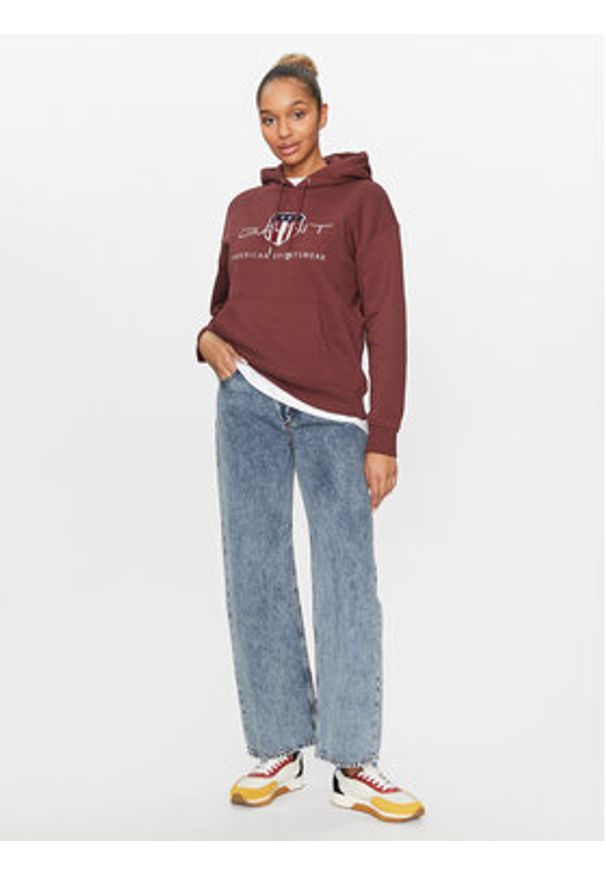 GANT - Gant Bluza Archive Shield 4204567 Bordowy Relaxed Fit. Kolor: czerwony. Materiał: bawełna