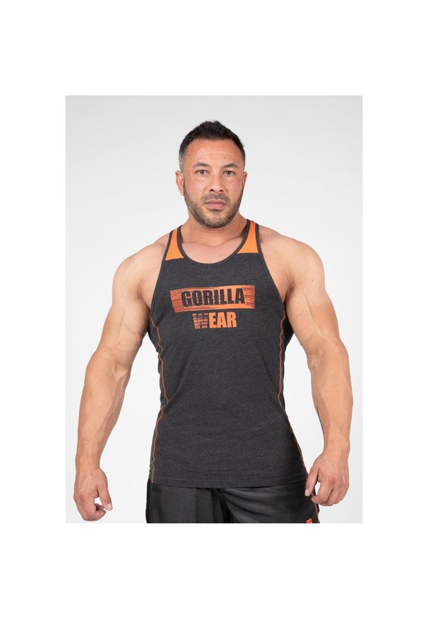 GORILLA WEAR - Wallace Top bez rękawów - Szary/Pomarańczowy. Kolor: pomarańczowy, szary, wielokolorowy. Długość rękawa: bez rękawów. Styl: sportowy