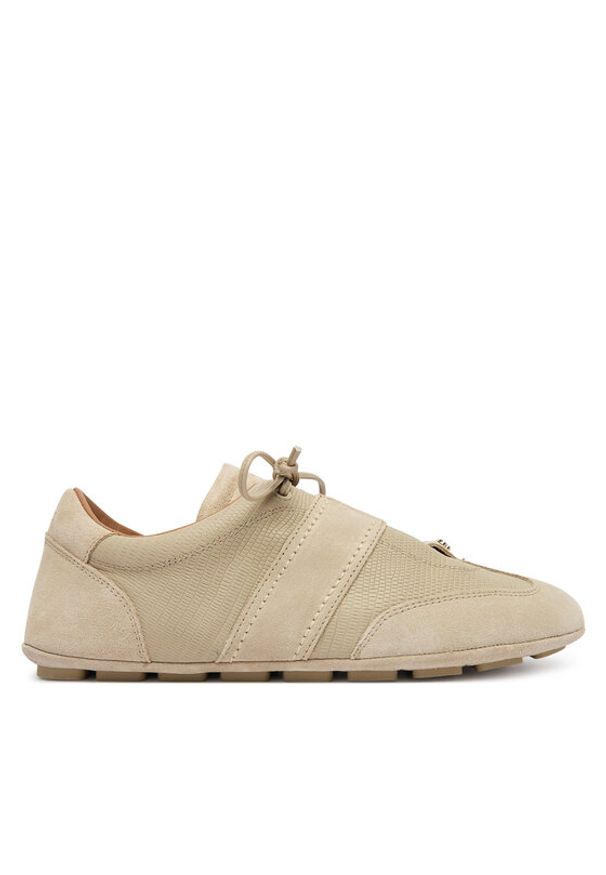 BOSS Sneakersy Roxanne 50557962 Beżowy. Kolor: beżowy. Materiał: skóra