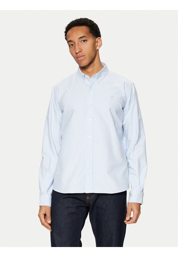 AMI PARIS - AMI Paris Koszula USH060.CO0031 Błękitny Regular Fit. Kolor: niebieski. Materiał: bawełna