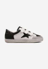 Born2be - Czarno-Białe Sneakersy na Rzepy ze Zdobieniami z Brokatu Mappe. Nosek buta: okrągły. Zapięcie: rzepy. Kolor: czarny. Materiał: materiał. Wzór: aplikacja. Obcas: na obcasie. Wysokość obcasa: niski #5