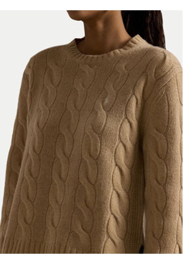 Polo Ralph Lauren Sweter 211926543003 Beżowy Regular Fit. Typ kołnierza: polo. Kolor: beżowy. Materiał: wełna