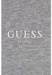 Guess t-shirt bawełniany kolor szary z aplikacją. Kolor: szary. Materiał: bawełna. Wzór: aplikacja. Styl: klasyczny #3