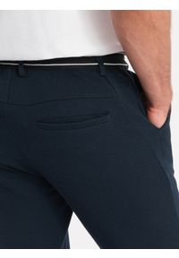 Ombre Clothing - Dzianinowe spodnie męskie z gumką w pasie - granatowe V3 OM-PACP-0116 - XXL. Kolor: niebieski. Materiał: dzianina #3
