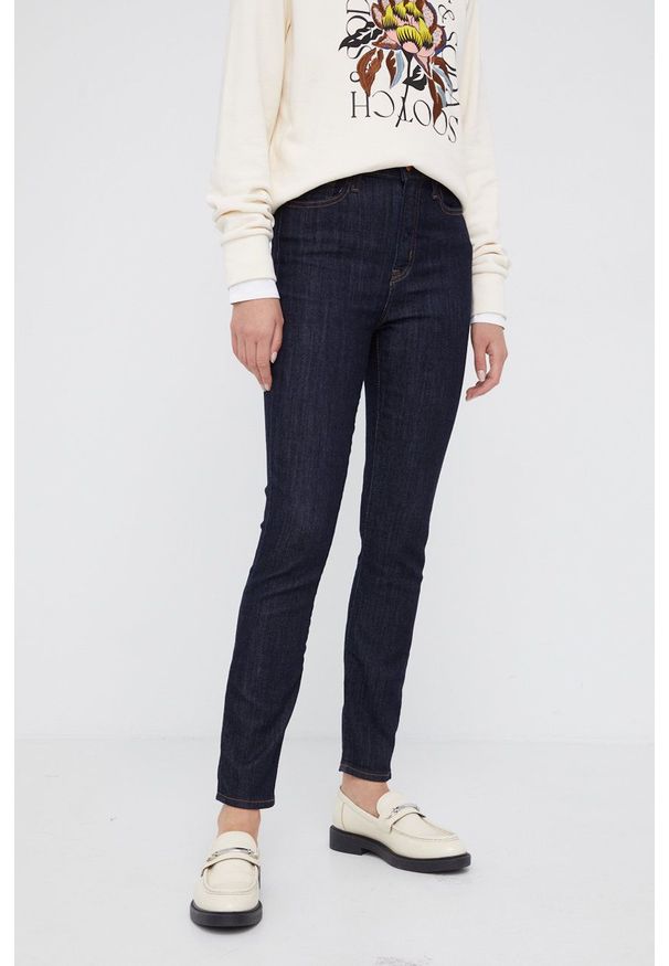 GAP Jeansy damskie medium waist. Kolor: niebieski