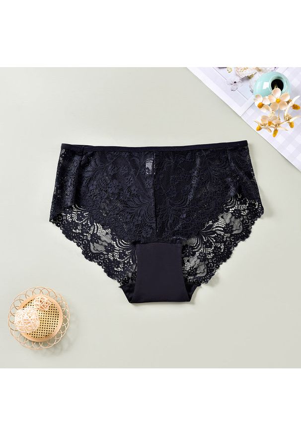 Intica - Figi koronkowe z delikatnym wykończeniem Zlatija. Kolor: czarny. Materiał: koronka. Wzór: koronka