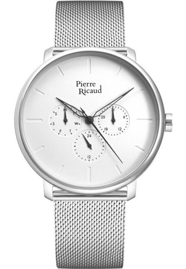 Zegarek Pierre Ricaud Zegarek męski Pierre Ricaud P97169.5113QF srebrny. Kolor: srebrny