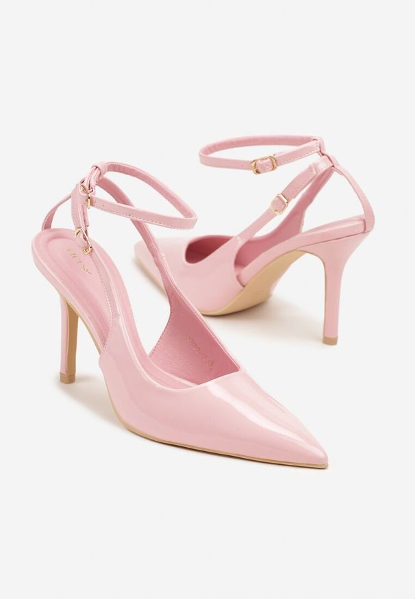 Renee - Różowe Sandały Lakierowane Vices na Szpilce Typu Slingback Dolenita. Okazja: na co dzień, na spacer. Nosek buta: szpiczasty. Zapięcie: sprzączka. Kolor: różowy. Materiał: lakier. Sezon: lato. Obcas: na szpilce. Styl: klasyczny, casual