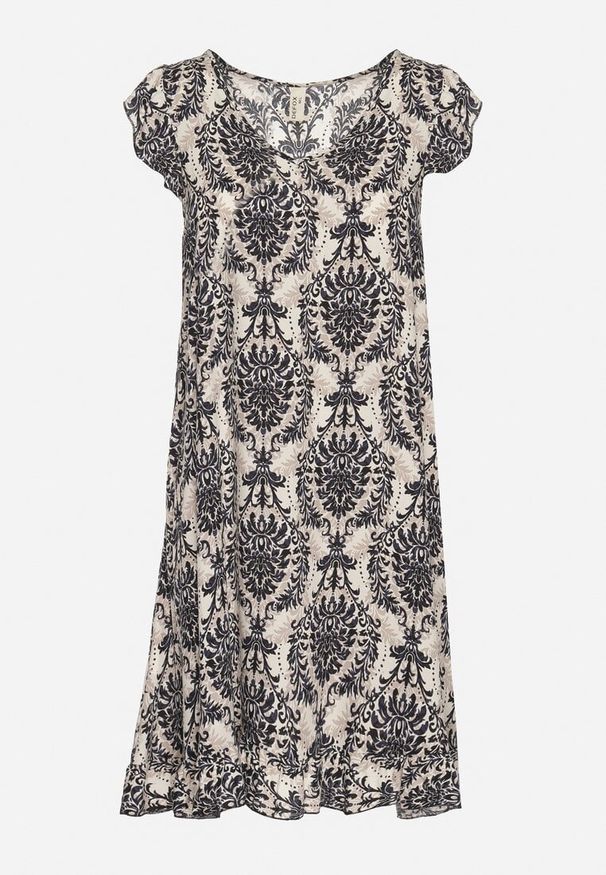 Born2be - Czarna Bawełniana Sukienka w Stylu Boho na Ramiączkach z Falbanką Zaelle. Okazja: na imprezę, na co dzień. Typ kołnierza: dekolt w serek. Kolor: czarny. Materiał: bawełna. Długość rękawa: na ramiączkach. Sezon: lato. Styl: boho