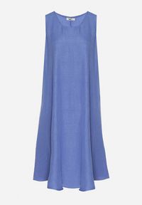 Born2be - Niebieska Rozkloszowana Klasyczna Sukienka Lunetira. Okazja: na co dzień, na spacer. Kolor: niebieski. Materiał: jeans. Typ sukienki: proste. Styl: klasyczny #4