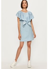 ANSWEAR - Answear - Sukienka Answear Lab. Okazja: na co dzień. Kolor: niebieski. Materiał: tkanina, bawełna, jeans. Wzór: gładki. Typ sukienki: rozkloszowane, proste. Styl: wakacyjny. Długość: mini #4