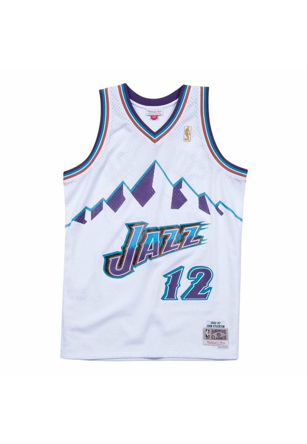 Mitchell & Ness - Koszulka Mitchell&Ness NBA Utah Jazz John Stockton - SMJYLG18031-UJAWHIT96JST. Kolor: biały. Sport: koszykówka
