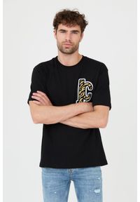 Just Cavalli - JUST CAVALLI Czarny męski T-shirt R Patch JC, Rozmiar S. Kolor: czarny