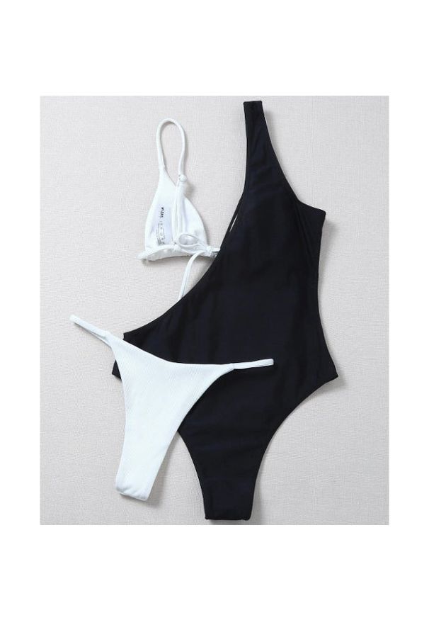 Intica - Strój kąpielowy prążkowany asymetryczny szybkoschnący Gerta. Kolor: wielokolorowy. Materiał: prążkowany. Długość: długie