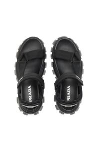 prada - PRADA - Czarne sandały na platformie. Zapięcie: rzepy. Kolor: czarny. Materiał: guma, tkanina. Wzór: paski. Obcas: na platformie #4