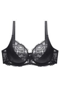 Intica - Biustonosz koronkowy push-up z efektem dekoltu Edda. Kolor: czarny. Materiał: koronka. Rodzaj stanika: push-up. Wzór: koronka