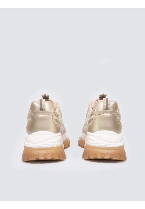 Big-Star - Sneakersy damskie beżowo-złote SS274014 802. Okazja: na co dzień. Nosek buta: okrągły. Kolor: brązowy. Materiał: materiał, syntetyk