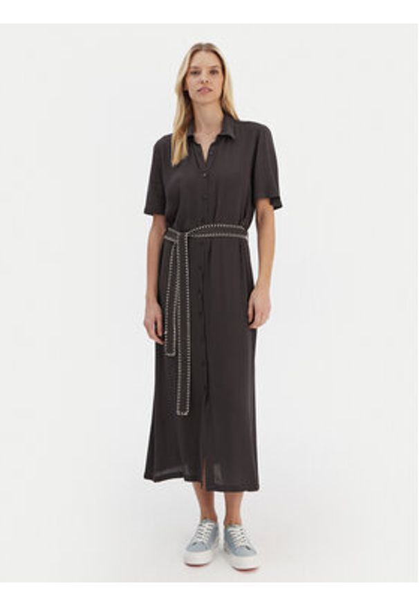 Roxy Sukienka koszulowa Island Escape Solid ERJWD03884 Szary Regular Fit. Kolor: szary. Materiał: wiskoza. Typ sukienki: koszulowe