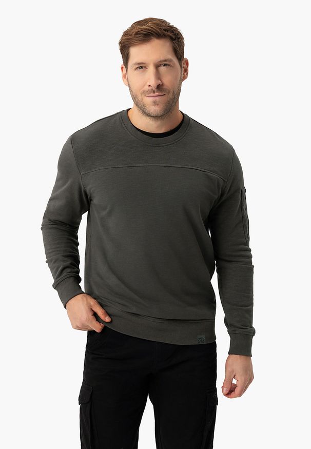 Volcano - Bawełniana bluza B-BERYL. Okazja: na co dzień, do pracy. Kolor: szary. Materiał: bawełna. Wzór: gładki. Styl: casual, klasyczny